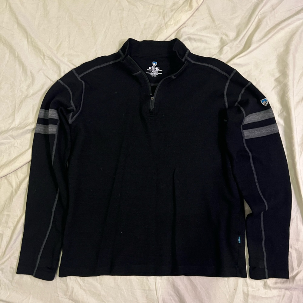 Kuhl Merino Wool quarter zip black sweater Men’s Large